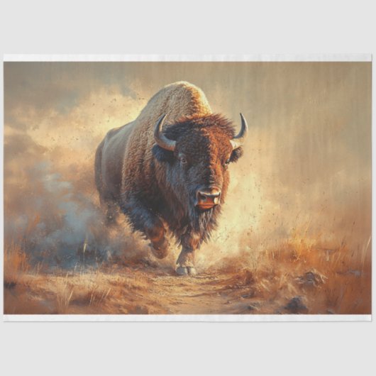 Papier Mousseline Découpage Wild West Bison (Recto)