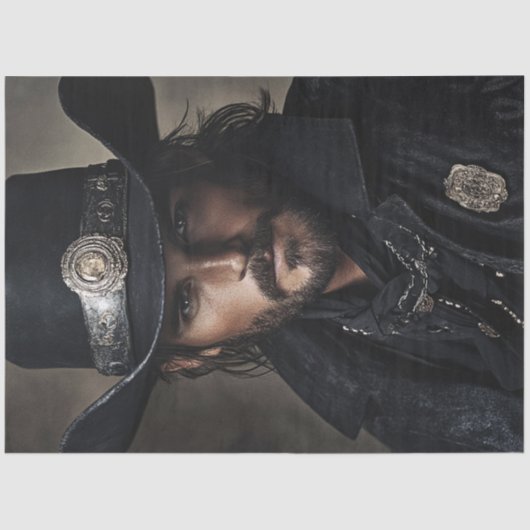 Papier Mousseline Decoupage Wild West Lawman habillé en noir (Recto)