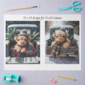 Papier Mousseline Decoupage Winter Highland Cow 11x14 Canvas (Artisanat)