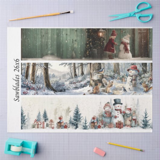 Papier Mousseline Decoupage Winter Sawblade Set 26x6 (Artisanat)