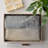 Papier Mousseline Decoupage Winter Scene Red Barn Cardinal Snow  (Cadeau)