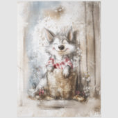 Papier Mousseline Decoupage Wolf Character Story Book  in Forest (Recto)