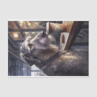 Papier Mousseline Découpage Wolfhound irlandais au Café