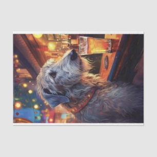 Papier Mousseline Découpage Wolfhound irlandais au papier de tissu à