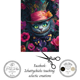 Papier Mousseline Decoupage Wonderland Cat Top Hat Floral Garden 