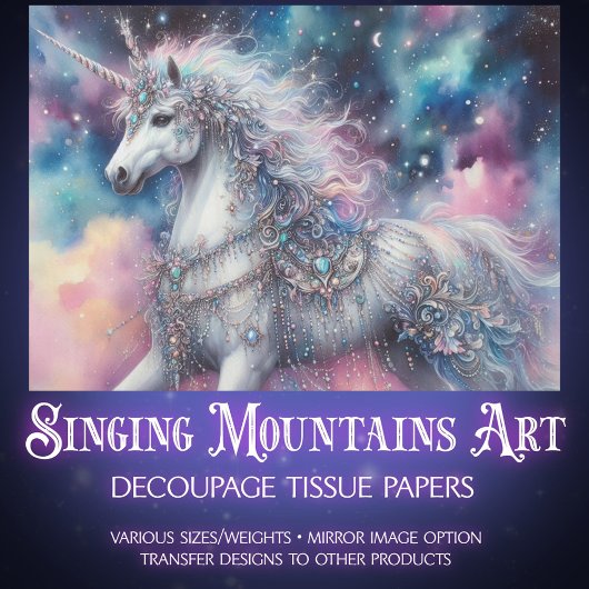 Papier Mousseline Découpe de conte de fées Licorne Céleste