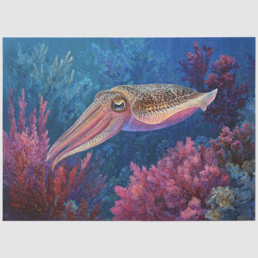 Papier Mousseline Découpe de seiche et de corail (Recto)