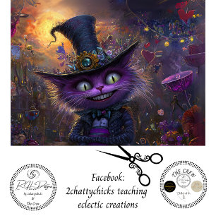 Papier Mousseline Découpe Fantaisie Fantastique Chat Violet avec Cha