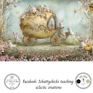 Papier Mousseline Découpe fantaisiste scène de Pâques Lapin Carrosse
