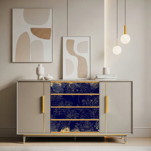 Papier Mousseline Découpe florale dessinée à la main bleu royal vint