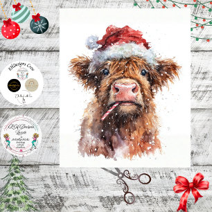 Papier Mousseline Découpe Highland Veau Chapeau de Père Noël Canne d