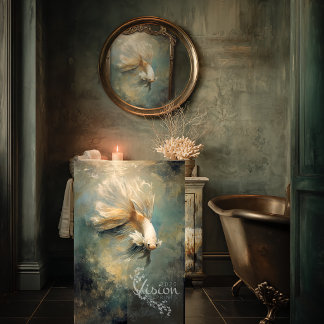 Papier Mousseline Deep Grace Golden Betta Fish Teal Oil Art