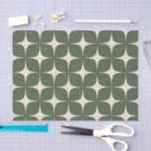 Papier Mousseline Deep Green Ivory Mid Century Moderne Elegant Boho (Artisanat)