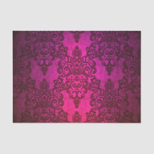 Papier Mousseline Deep Majenta Damask (Recto)