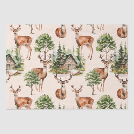 Papier Mousseline Deer Hunter Nature Vacances Rustiques Noël (Recto)