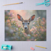 Papier Mousseline Deer in pink flowers close up (Artisanat)