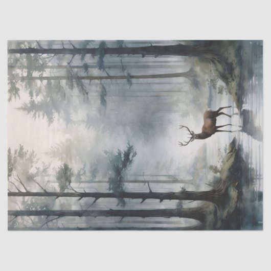 Papier Mousseline Deer In The Forest Art Print (Recto)