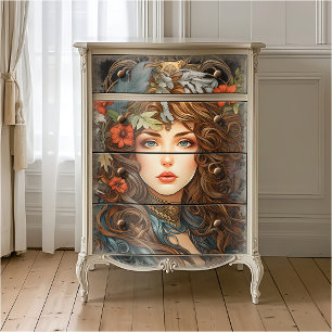 Papier Mousseline Déesse florale Art nouveau vintage Bohème victorie