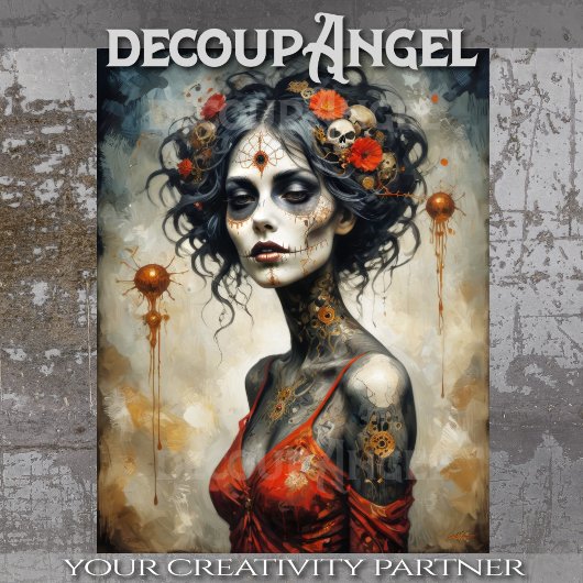 Papier Mousseline Déesse gothique Père Noël Muerte - Découpage -