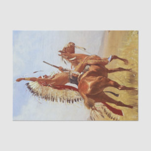 Papier Mousseline "Défiance" Western Art de Frederic Remington