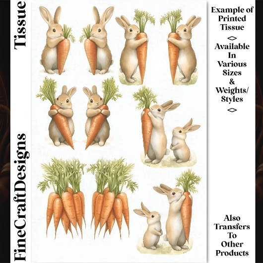 Papier Mousseline Définir des paires et carottes de lapin blanc DC1 