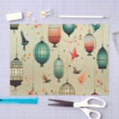 Papier Mousseline Dégagement d'oiseaux rétros et volants (Artisanat)