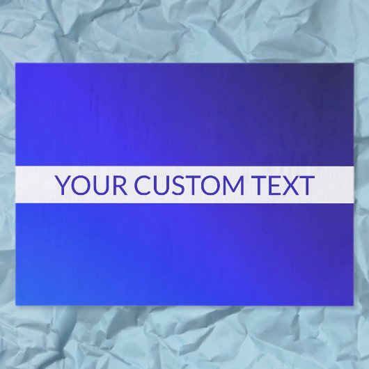 Papier Mousseline Dégradé bleu et texte modifiable sur bande blanche