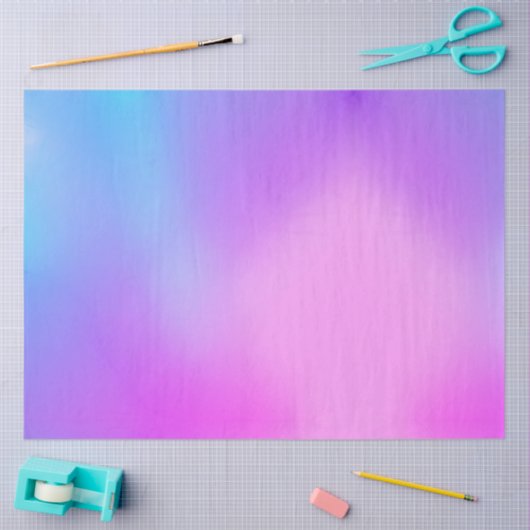 Papier Mousseline Dégradé bleu rose pourpre (Artisanat)