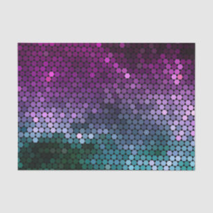 Papier Mousseline Dégradé géométrique Hexagon violet et bleu-vert