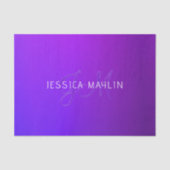 Papier Mousseline Dégradé Violet Moderne Nom & Monogramme (Recto)