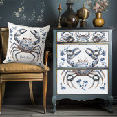 Papier Mousseline Del Crabe floral bleu Mobilier côtier Découpage