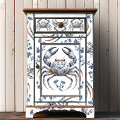 Papier Mousseline Del Crabe floral bleu Mobilier côtier Découpage
