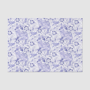 Papier Mousseline Delft Lapin Bleu Lapin Oiseaux Élégante Chinoise