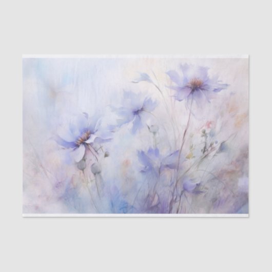 Papier Mousseline Délicate, Élégante Anémone Pourpre Découpe Florale (Recto)