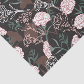 Papier Mousseline Délicates oeillets roses avec fleurs Feuilles vert (Détail)