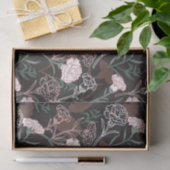 Papier Mousseline Délicates oeillets roses avec fleurs Feuilles vert (Cadeau)