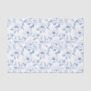 Papier Mousseline Délicieux bleu blanc floral douche de mariée
