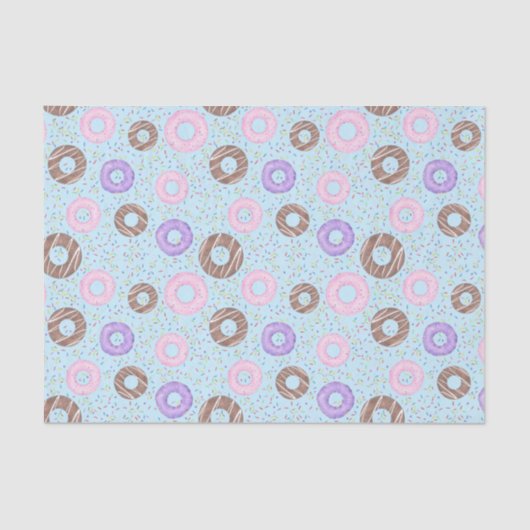 Papier Mousseline Delicious Donuts Tissue Paper on Blue (Recto)