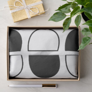 Papier Mousseline Demi-cercle géométrique noir et blanc