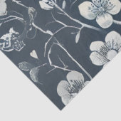 Papier Mousseline Dénim Avec Fleurs Blanches Découpage (Détail)