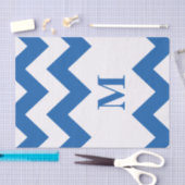 Papier Mousseline Denim Blue Bold Chevron avec monogramme (Artisanat)