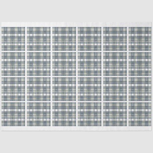 Papier Mousseline Denim Blue Sage Vert Blanc Plaid Découpage Carrela (Recto)