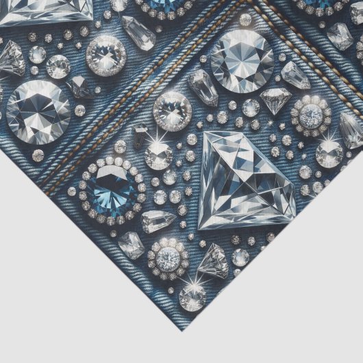 Papier Mousseline Denim & Diamonds Bling Bijou Glamour (Détail)