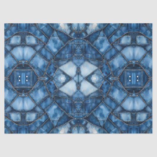 Papier Mousseline Denim Patchwork Motif - Olivia (Recto)