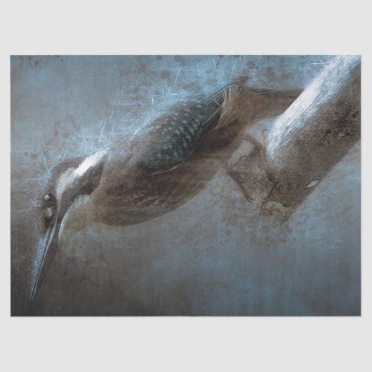 Papier Mousseline Dénoupage de Martin-pêcheur (Recto)