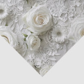 Papier Mousseline Dentelle de Mariée et Roses Blanches (Détail)