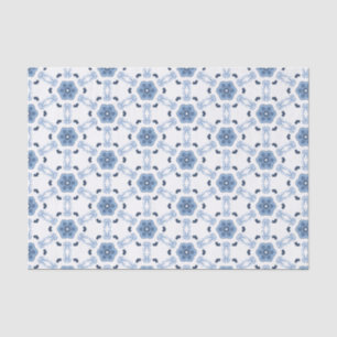Papier Mousseline Dentelle de prairie moderne Indigo Sky Blue Folk G