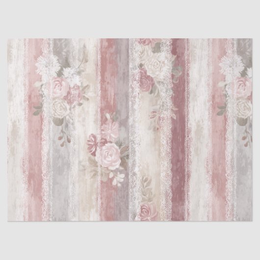 Papier Mousseline Dentelle et bande de Rose poussiéreux (Recto)