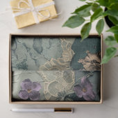 Papier Mousseline Dentelle & Fleur, Chic Shabby foncé, Art Papillon (Cadeau)