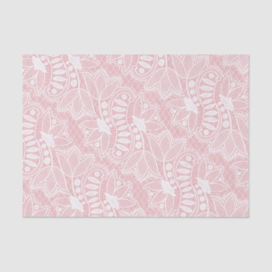 Papier Mousseline Dentelle florale rose (Recto)